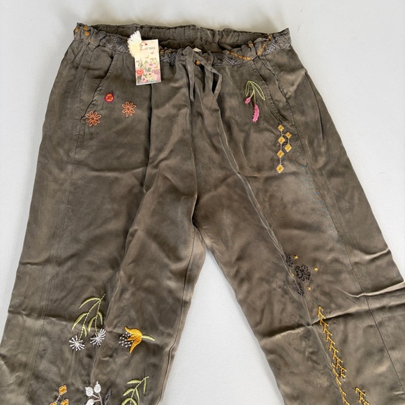 Johnny Was Olive Wide Leg Embroidered Floral Pants - Picture 2 of 15